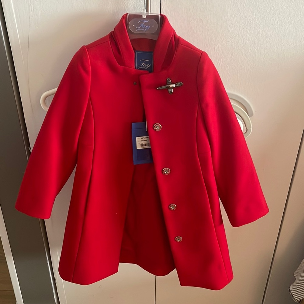 NEW Fay Junior Red Wool Coat Sz 2!
